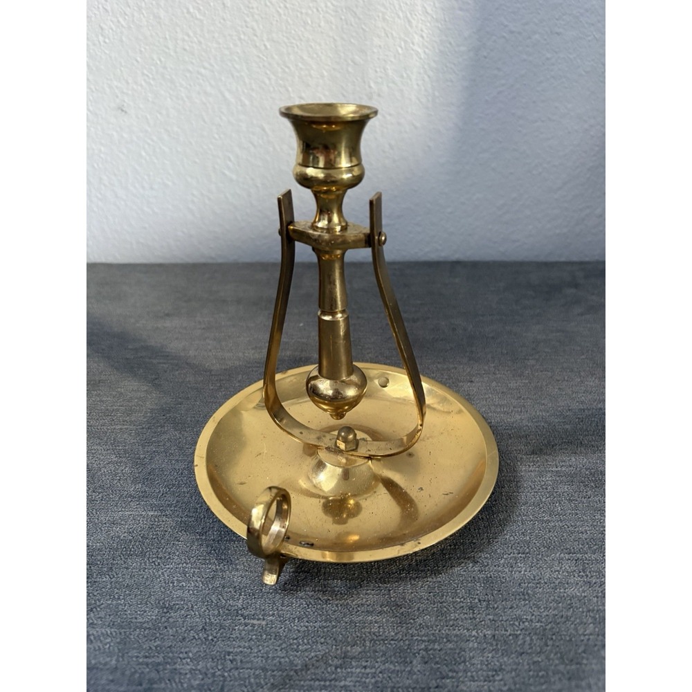 Vintage Baldwin Forged Brass Chamberstick Finger Candlestick Holder USA